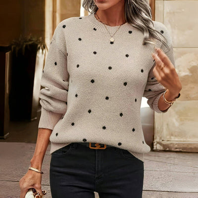 Claire - Knitted Sweater with Polka Dot Design