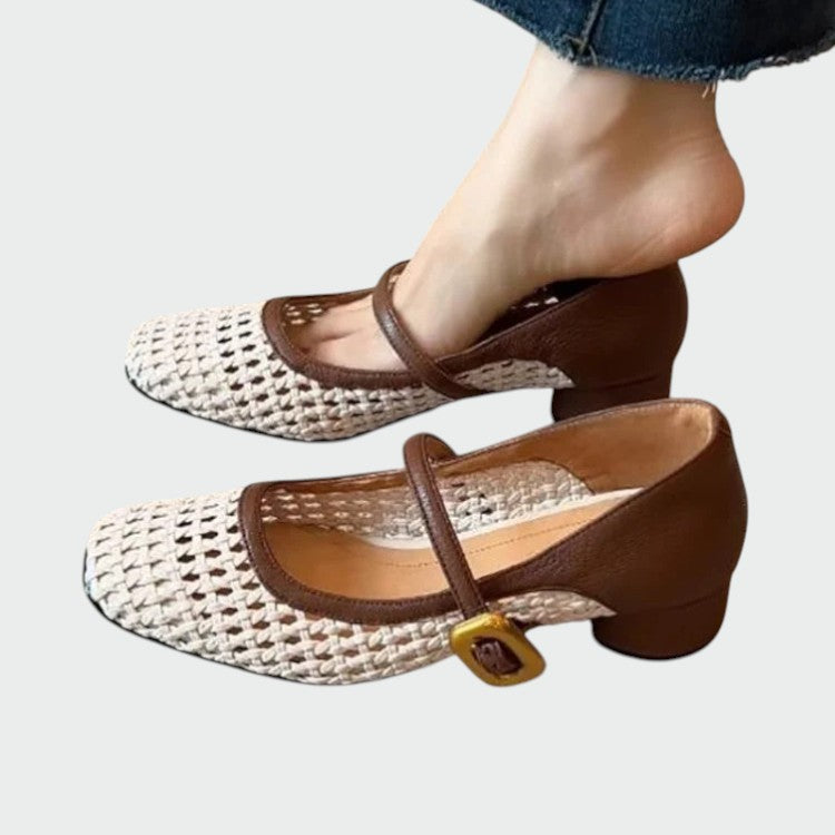 Mara - Woven Buckle Mary Jane Shoes