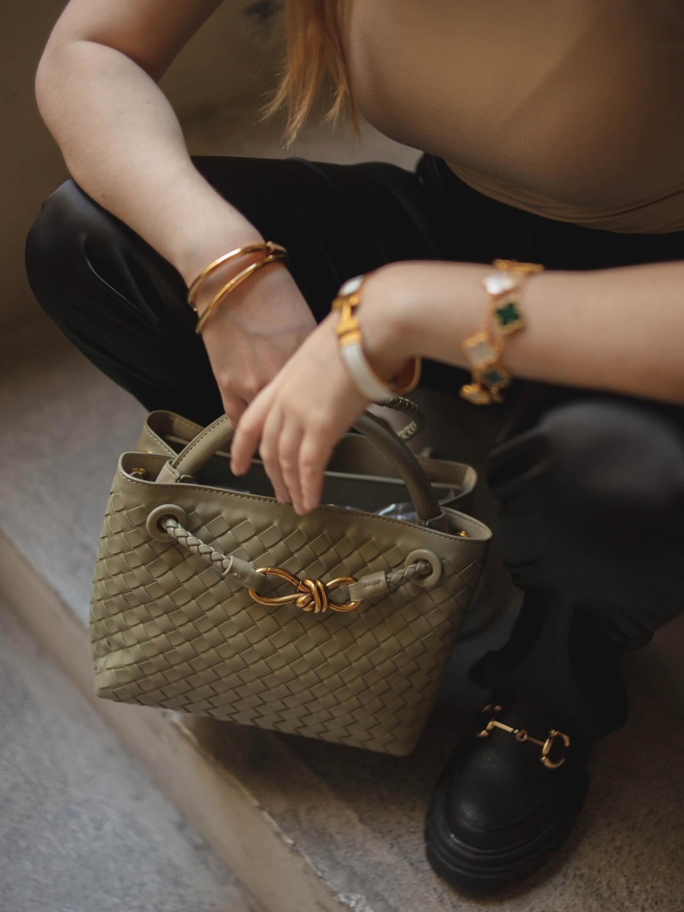 Eloise - Compact Woven Bag with Textured Design