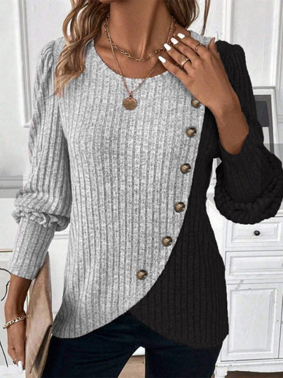 Calista – Contrast Button Knit
