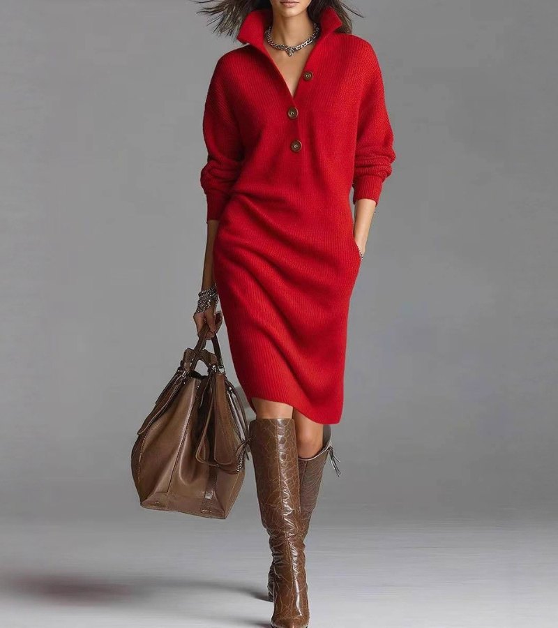 Arianell | Warm Knit Midi Dress, Elegant and Comfortable