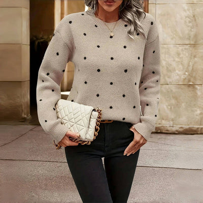 Claire - Knitted Sweater with Polka Dot Design