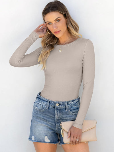 ANRABESS Women Long Sleeve Shirts Rib Knit Slim Fit Tops Basic Tee 2025 Fall Outfits Casual T-Shirt Underscrubs Layer Clothes