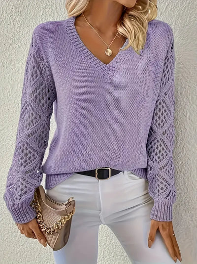 Claire - Knit Sweater with Lace Sleeves