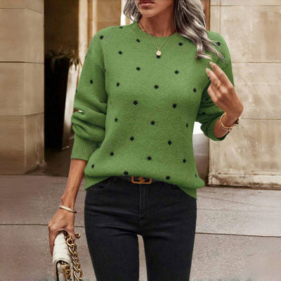 Claire - Knitted Sweater with Polka Dot Design