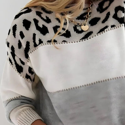 Diane -  Leopard Accent Knit Sweater
