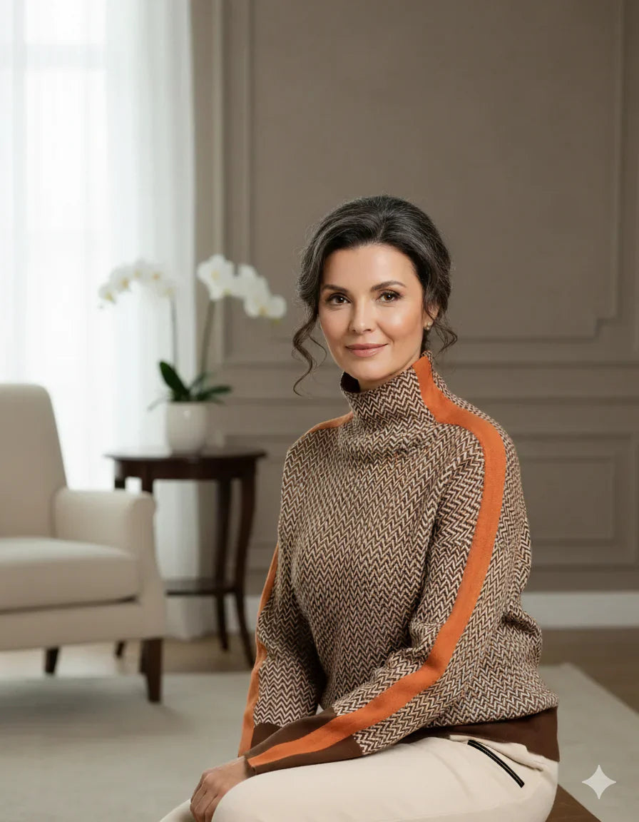 Ella | Striped Sweater with Elegant Turtleneck