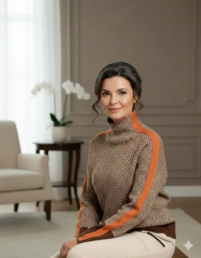 Ella | Striped Sweater with Elegant Turtleneck