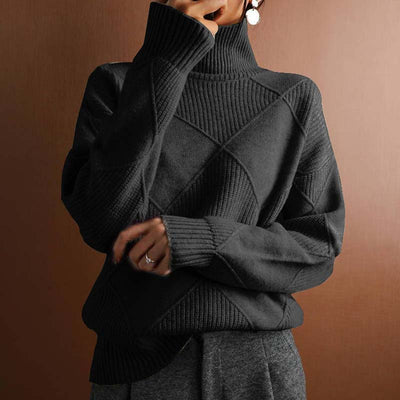 Claire - Cozy Textured Turtleneck Knit Sweater
