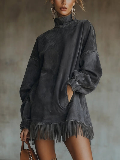 Sabrina - Cozy Suede Fringe Dress