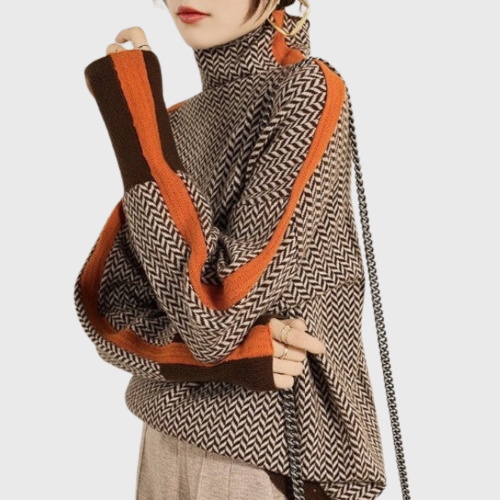 Ella | Striped Sweater with Elegant Turtleneck