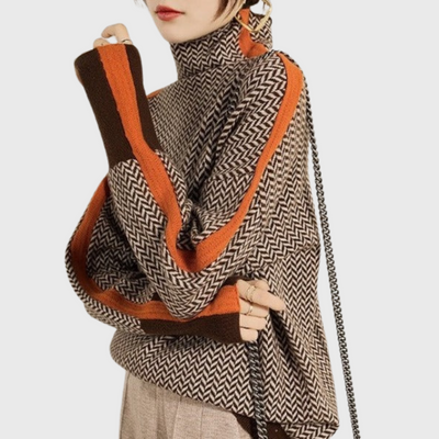 Ella | Striped Sweater with Elegant Turtleneck