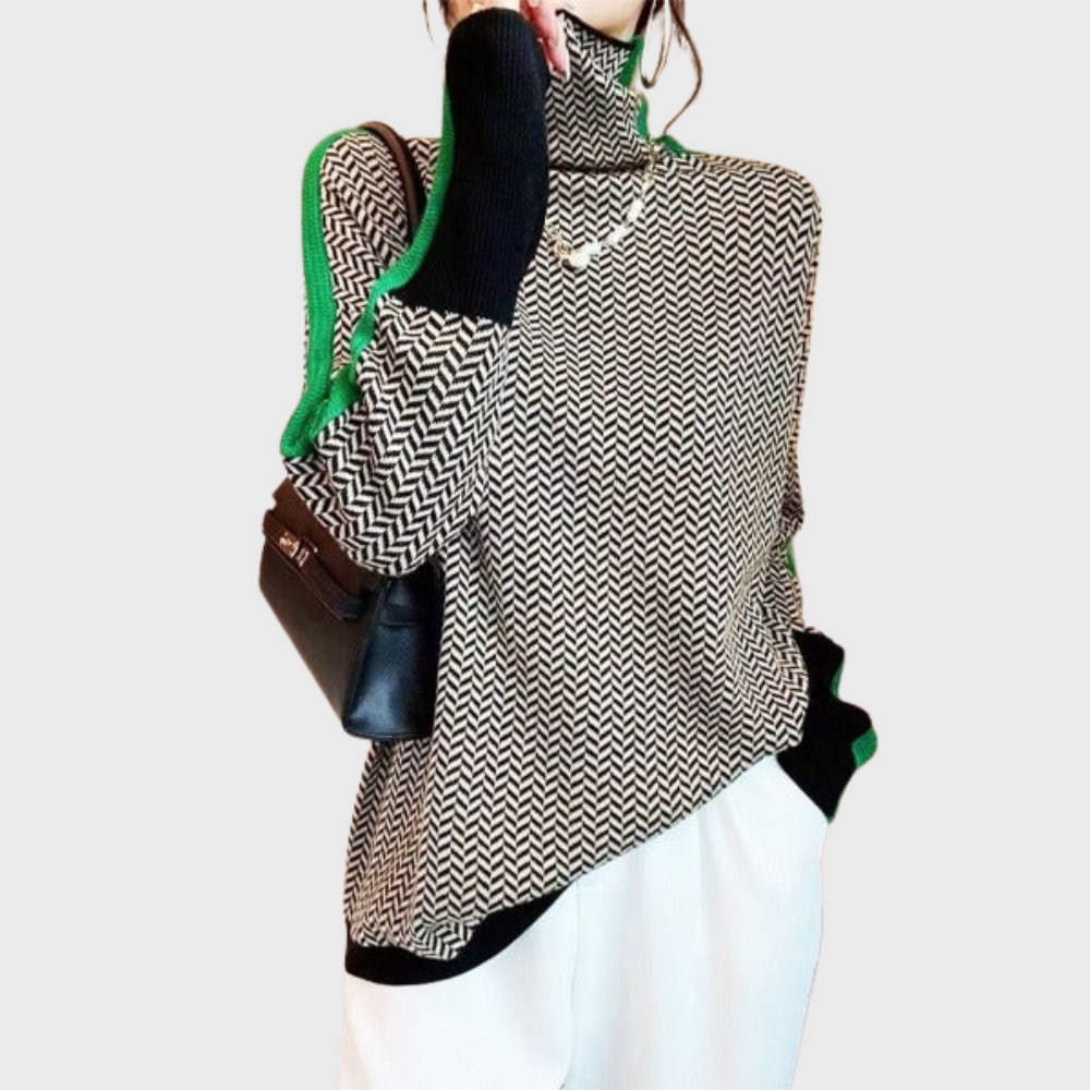 Ella | Striped Sweater with Elegant Turtleneck