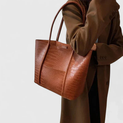 Betina - Crocodile-Embossed Leather Shoulder Bag