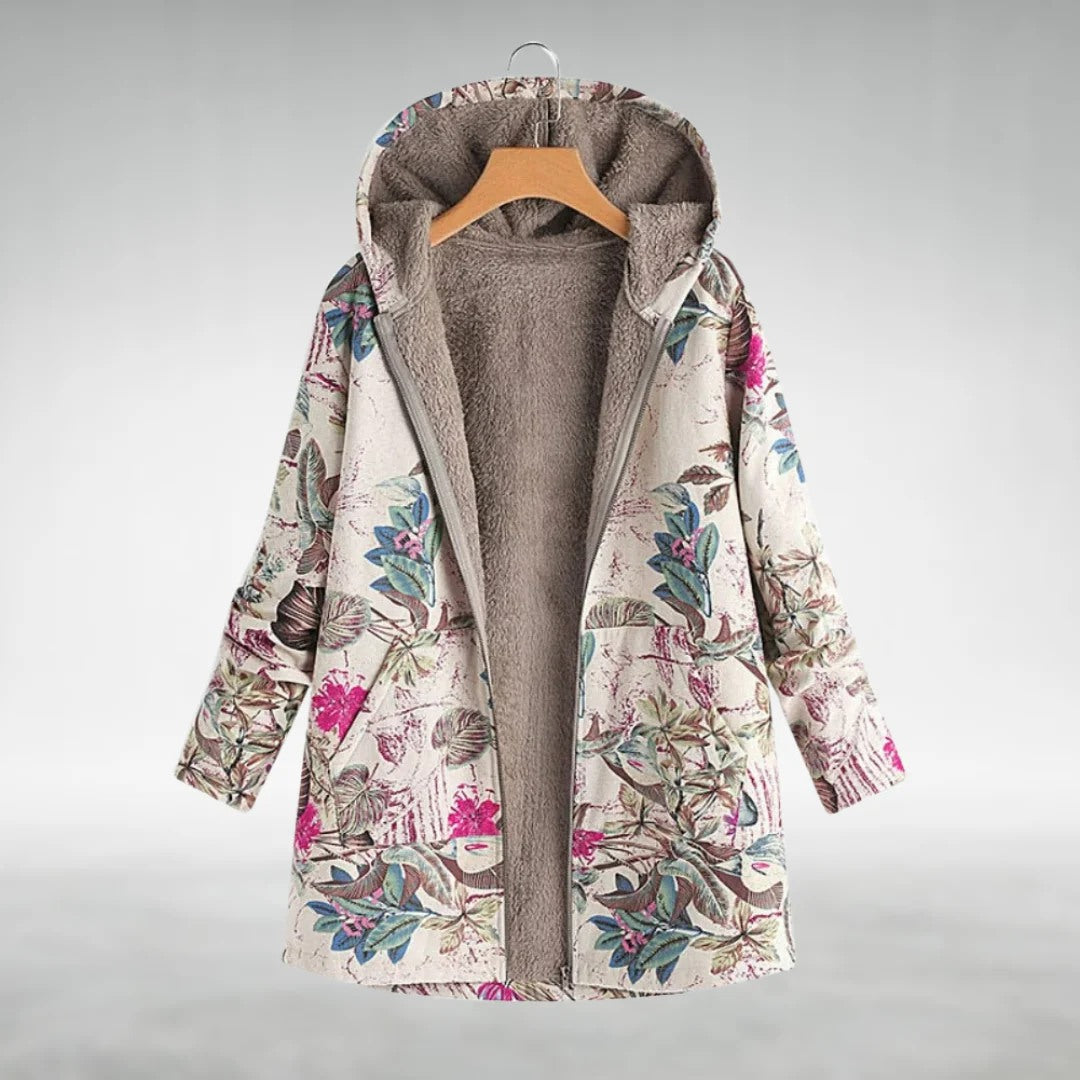 Fleural – Elegant Floral Fleece Jacket