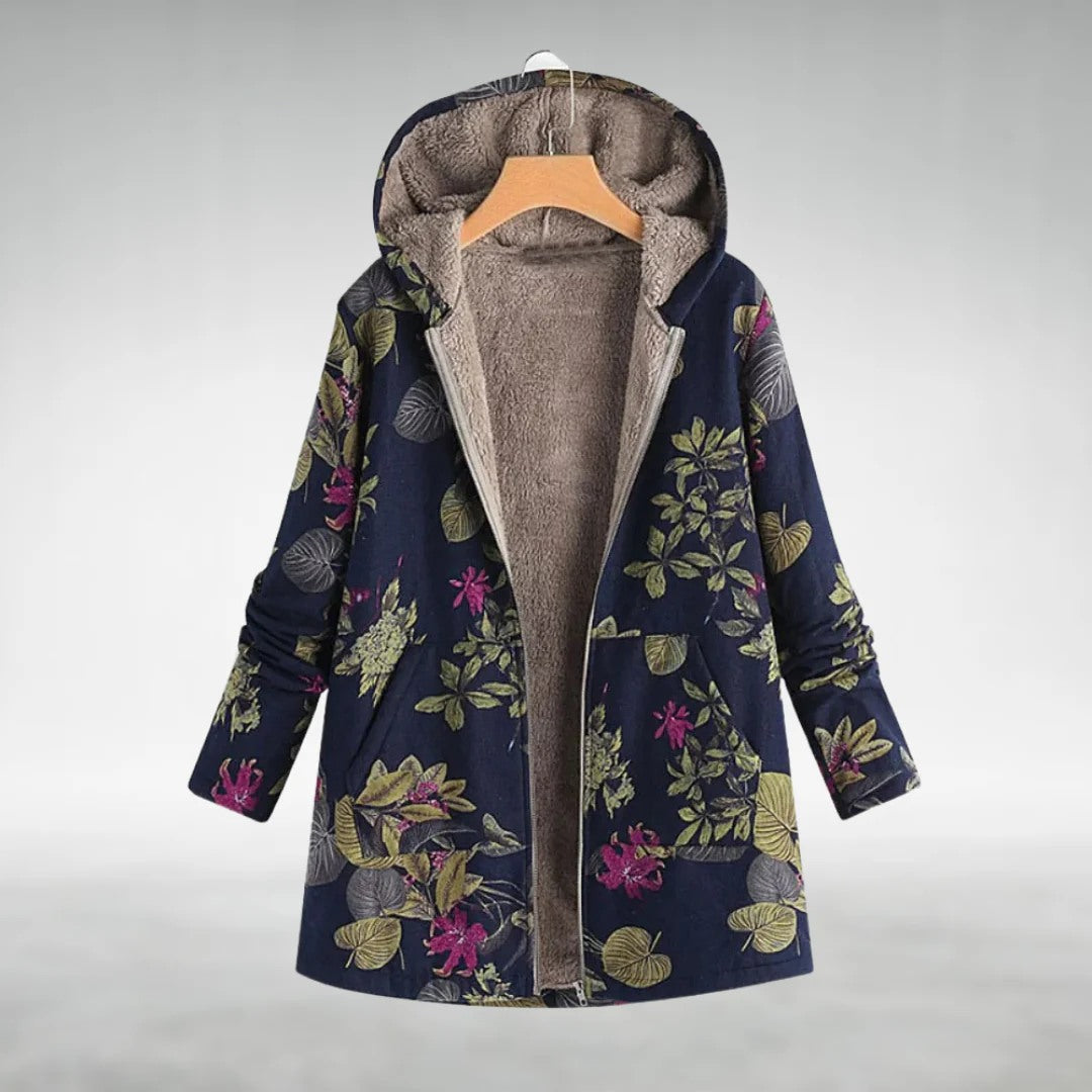 Fleural – Elegant Floral Fleece Jacket