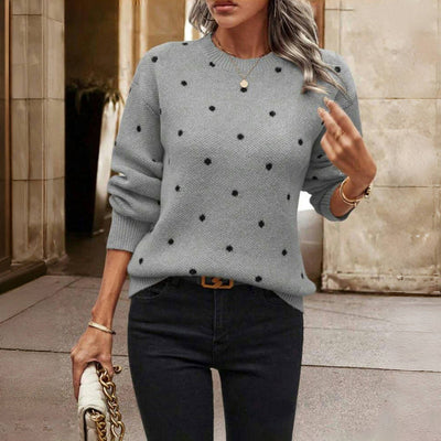 Claire - Knitted Sweater with Polka Dot Design