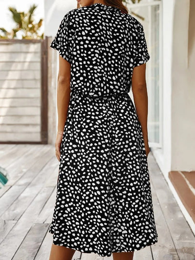 ZARA – SOFT-SPOTTED BUTTON-UP MIDI DRESS