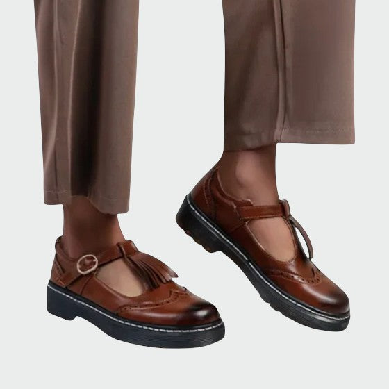 Colette - Elegante T-Bar Leather Shoes